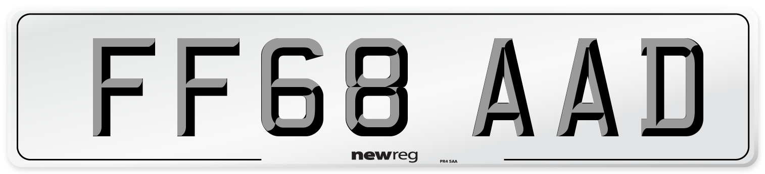 FF68 AAD Number Plate from New Reg